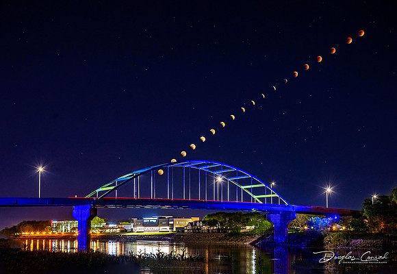 Lunar Eclipse Over Veterans Memorial Bridge
